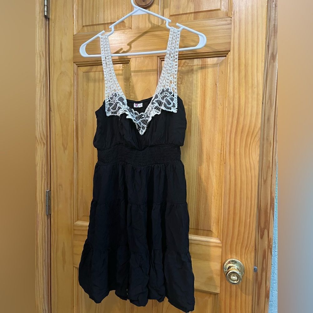 AUW size L black and cream dress or cover up